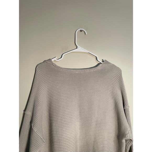 Free People Gray Cotton Chunky Knit Oversized Sweater Size Small - Picture 6 of 9